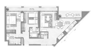 Apartment floor plan, 2 bedrooms in BLOOM ARJAAN BY ROTANA No. 11013