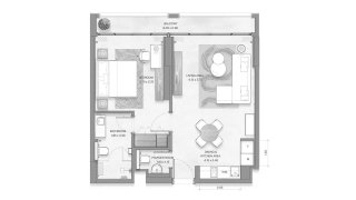 Apartment floor plan, 1 bedroom in BLOOM ARJAAN BY ROTANA No. 11011
