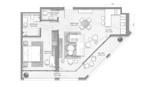 Apartment floor plan, 1 bedroom in BLOOM ARJAAN BY ROTANA No. 11010