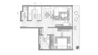 Apartment floor plan, 1 bedroom in BLOOM ARJAAN BY ROTANA No. 11012